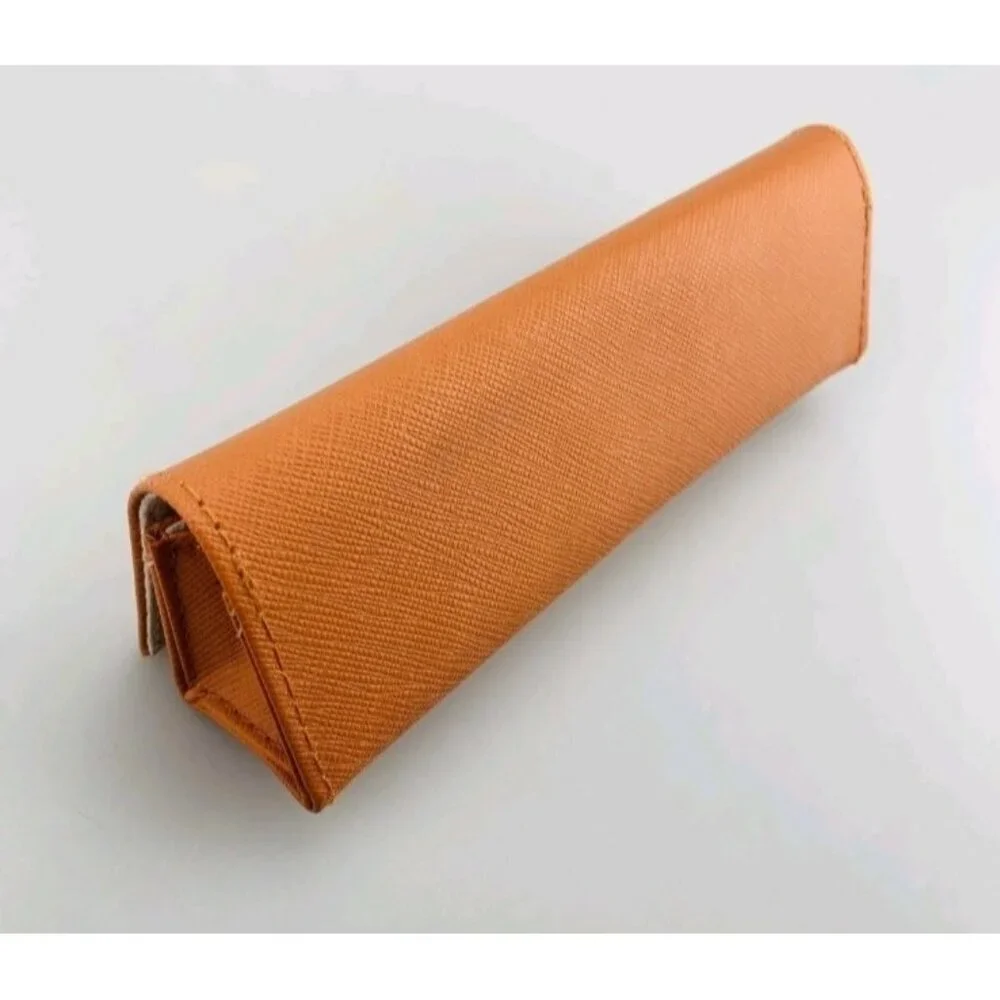 Tory Burch Orange Leather Glasses Case Hard Sunglasses Holder Eyewear Case